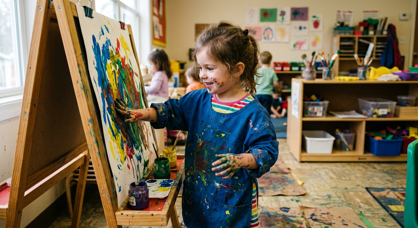 Children painting and creating art
